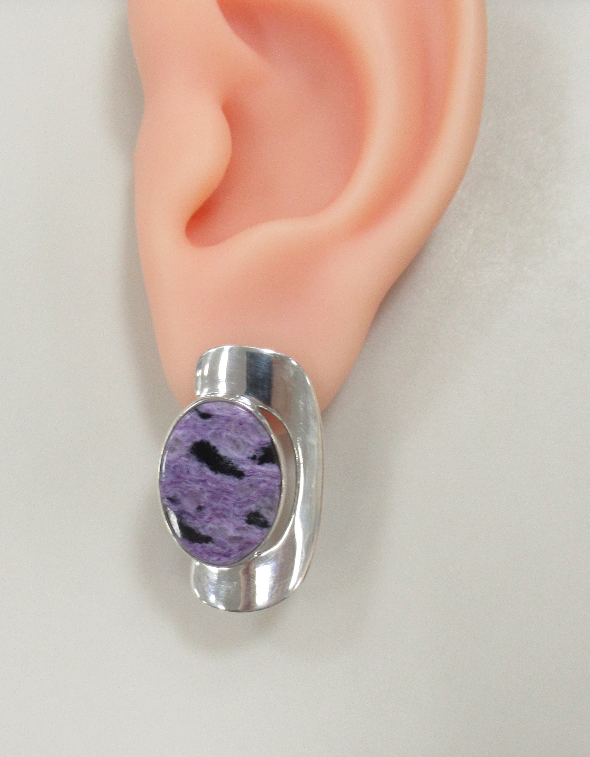 Серебряные серьги с чароитами